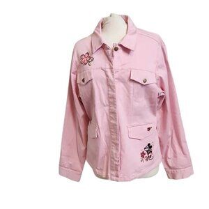 Disney Shopping Minnie Mouse Pink Embroidered Lightweight Jacket XL Womens Long